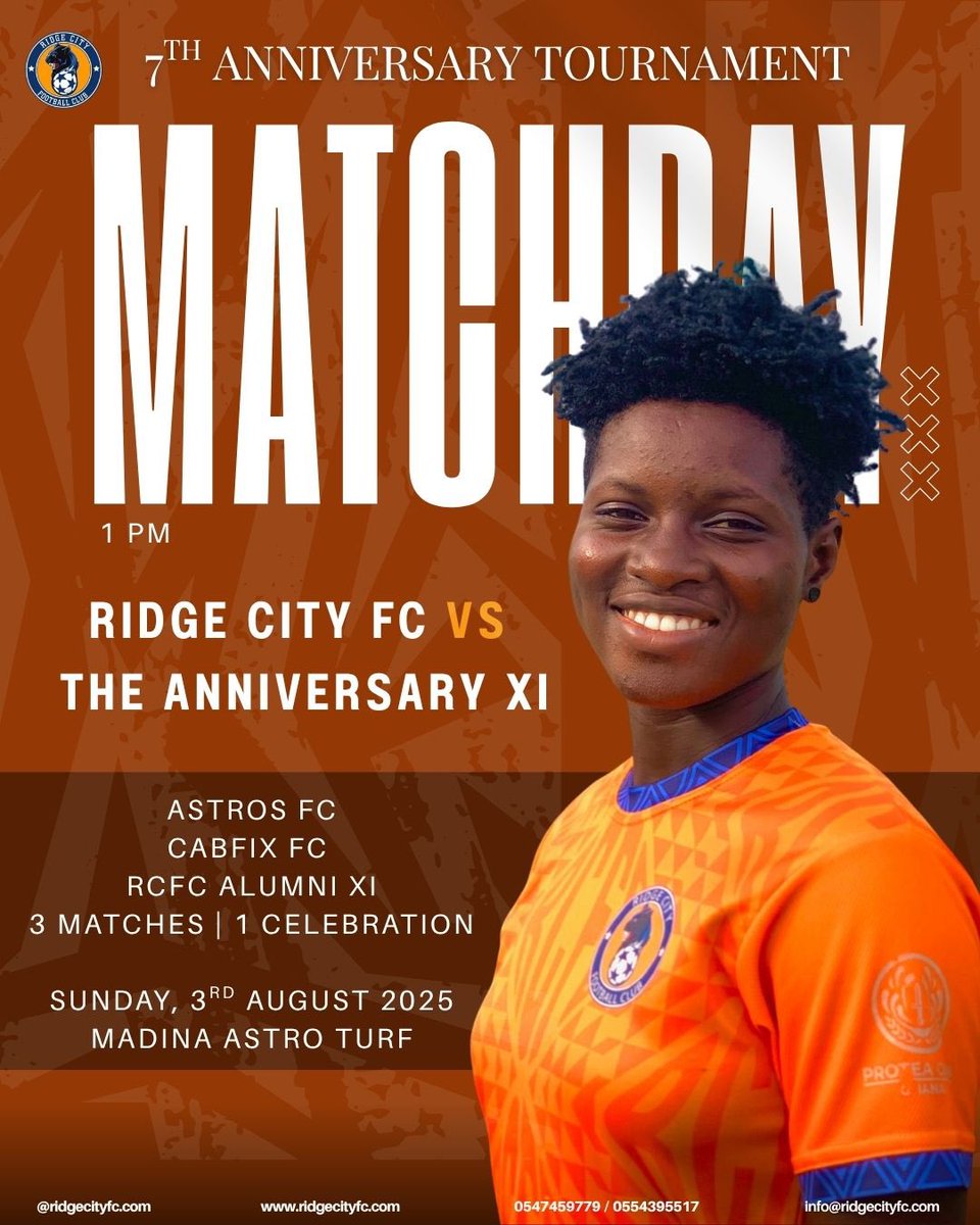 RidgeCityFC's tweet image. 𝐈𝐭’𝐬 𝐌𝐚𝐭𝐜𝐡𝐃𝐚𝐲! 🔥

Ridge City FC turns 7 today!!! ❤️

We invite you to come celebrate with us.

𝟔 𝐭𝐞𝐚𝐦𝐬 | 𝟑 𝐦𝐚𝐭𝐜𝐡𝐞𝐬 | 𝟏 𝐂𝐞𝐥𝐞𝐛𝐫𝐚𝐭𝐢𝐨𝐧 🥳

RCFC Academy 🆚 Astros FC
RCFC Development 🆚 Cabfix FC
RCFCW First Team 🆚 Alumni XI

Let’s go!

#7YearsIn