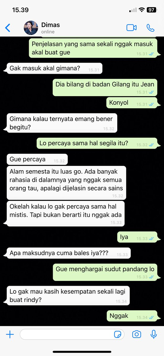 leaarchv's tweet photo. 333 ; rindy belum baca chat yang lain. langsung bales chat dimas https://t.co/MuoGK7sBHt