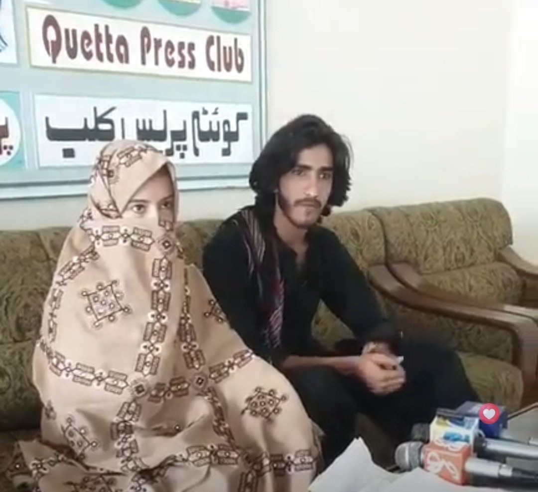 Asif Kareem Khetran (@asifkareemtweet) on Twitter photo کوئٹہ مستونگ کے رہائشی جوڑے نے پسند کی شادی کے بعد تحفظ فراہم کرنے کا مطالبہ کردیا
تیس جولائی کو عدالت میں نکاح کیا نثار احمد اور آمنہ بی بی کی پریس کانفرس
لڑکی کا خاندان قتل کی دھمکیاں دے رہا ہے
<a href="/HRCP87/">Human Rights Commission of Pakistan</a> <a href="/PakSarfrazbugti/">Sarfraz Bugti</a> <a href="/QamarMakenViews/">Qamar Maken قمر میکن</a> <a href="/asmashirazi/">Asma Shirazi</a> کوئٹہ مستونگ کے رہائشی جوڑے نے پسند کی شادی کے بعد تحفظ فراہم کرنے کا مطالبہ کردیا
تیس جولائی کو عدالت میں نکاح کیا نثار احمد اور آمنہ بی بی کی پریس کانفرس
لڑکی کا خاندان قتل کی دھمکیاں دے رہا ہے
<a href="/HRCP87/">Human Rights Commission of Pakistan</a> <a href="/PakSarfrazbugti/">Sarfraz Bugti</a> <a href="/QamarMakenViews/">Qamar Maken قمر میکن</a> <a href="/asmashirazi/">Asma Shirazi</a>