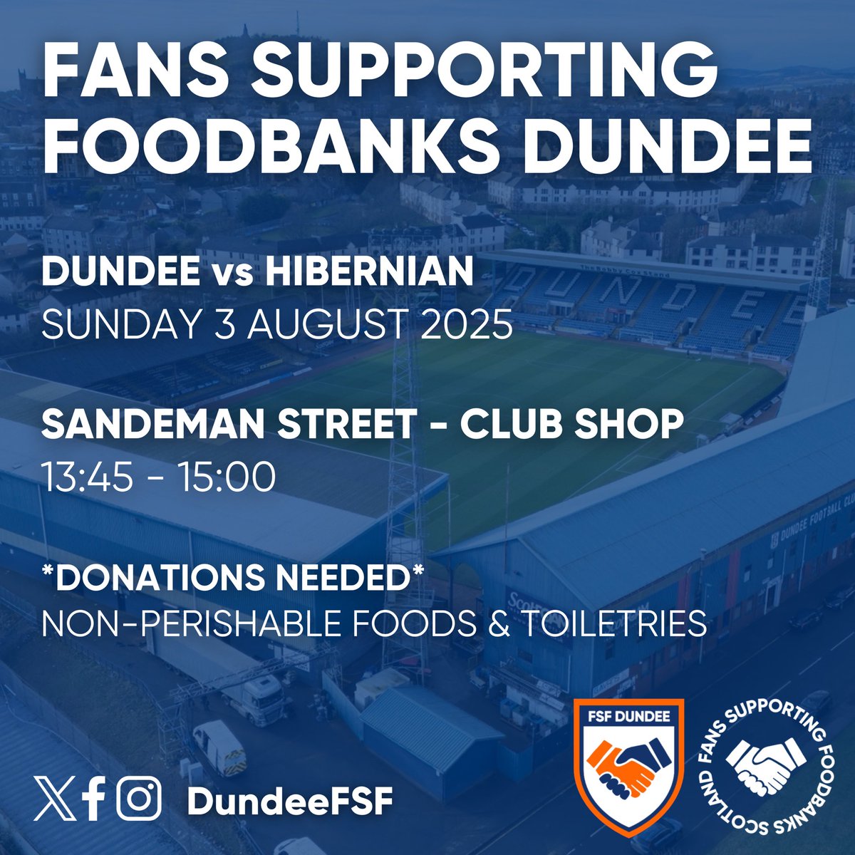 Fans Supporting Foodbanks Dundee (@dundeefsf) on Twitter photo ⚽️ Heading to Dens for <a href="/DundeeFC/">Dundee Football Club</a> vs <a href="/HibernianFC/">Hibernian Football Club</a> today?
🥫 Don’t forget to drop off a donation to our foodbank collection outside the club shop!
📲 Share this post to help spread the word before kick off!
#HungerDoesntWearClubColours ⚽️ Heading to Dens for <a href="/DundeeFC/">Dundee Football Club</a> vs <a href="/HibernianFC/">Hibernian Football Club</a> today?
🥫 Don’t forget to drop off a donation to our foodbank collection outside the club shop!
📲 Share this post to help spread the word before kick off!
#HungerDoesntWearClubColours