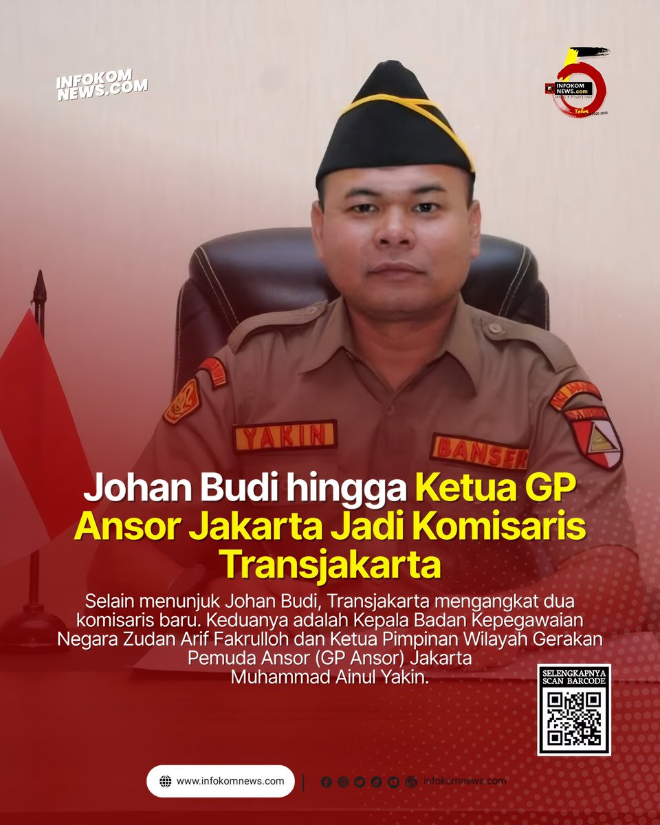 Johan Budi hingga Ketua GP Ansor Jakarta Jadi Komisaris Transjakarta

Selain menunjuk Johan Budi, Transjakarta mengangkat dua komisaris baru. Keduanya adl Kepala BKN Zudan Arif Fakrulloh dan Ketua PW GP Ansor Jakarta Muhammad Ainul Yakin.

infokomnews.com/portals/berita…