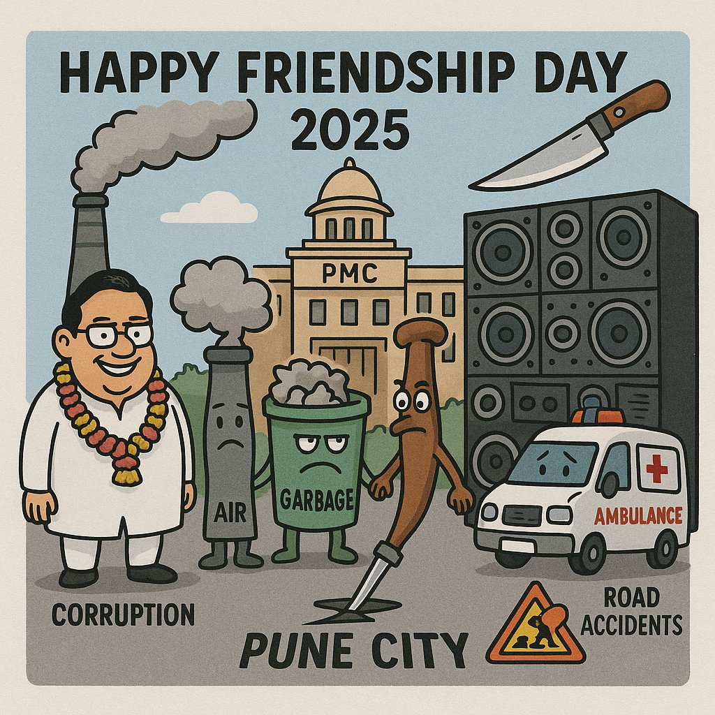 #HappyFriendshipDay2025
#HappyFriendshipDay

#PuneCivicIssues

#CleanAirPune

#StopGarbageBurning

#SavePuneGreen

#NoMoreTreeCutting

#PuneTrafficChaos

#EndPoliticalCorruption

#RightToBreathe

#PMCAccountability

#NoiseFreePune

#SustainablePune

#VetalTekdi

#PunePollution