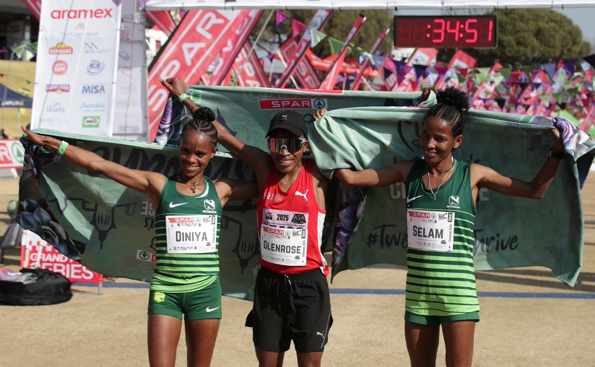 SPAR Grand Prix (@spargrandprix) on Twitter photo The top three finishers of the 10km 2025 <a href="/SPARWomensPta/">SPAR Women's Challenge Tshwane</a> which took place at <a href="/SuperSportPark/">SuperSport Park</a> on Saturday are from left second placed Ethiopian Diniya Abaraya (Nedbank), winner #GlenroseXaba (Boxer) and Ethiopian Selam Gebre (Nedbank) who finished third.
#Twenty20thrive The top three finishers of the 10km 2025 <a href="/SPARWomensPta/">SPAR Women's Challenge Tshwane</a> which took place at <a href="/SuperSportPark/">SuperSport Park</a> on Saturday are from left second placed Ethiopian Diniya Abaraya (Nedbank), winner #GlenroseXaba (Boxer) and Ethiopian Selam Gebre (Nedbank) who finished third.
#Twenty20thrive
