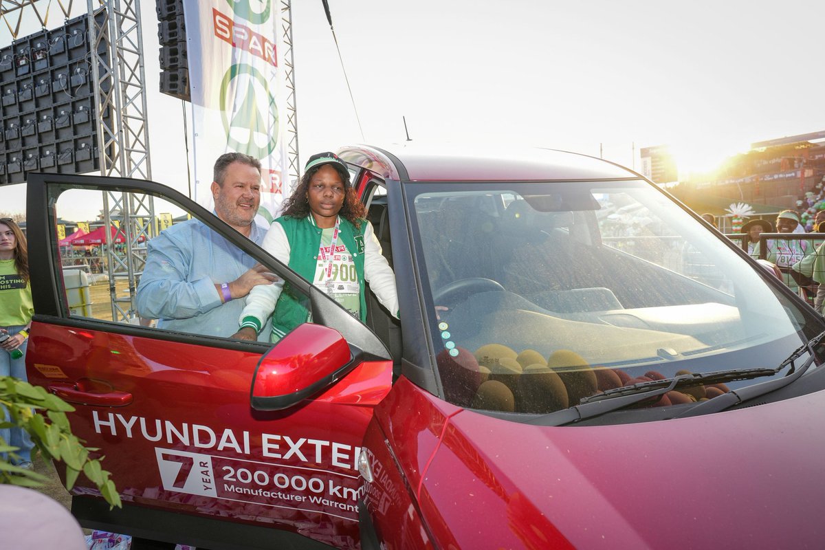 SPAR Grand Prix (@spargrandprix) on Twitter photo Pauline Mathebula is the lucky winner of a <a href="/HyundaiSA/">Hyundai South Africa</a> Exter. Pauline Mathebula was drawn from 17ย 000 entries at the 2025 <a href="/SPARWomensPta/">SPAR Women's Challenge Tshwane</a> on Saturday 2 August 2025. Pictured with the winner is Dean Turnbull, Dealer Principal at Hyundai Centurion, Pretoria. #Twenty20thrive Pauline Mathebula is the lucky winner of a <a href="/HyundaiSA/">Hyundai South Africa</a> Exter. Pauline Mathebula was drawn from 17ย 000 entries at the 2025 <a href="/SPARWomensPta/">SPAR Women's Challenge Tshwane</a> on Saturday 2 August 2025. Pictured with the winner is Dean Turnbull, Dealer Principal at Hyundai Centurion, Pretoria. #Twenty20thrive