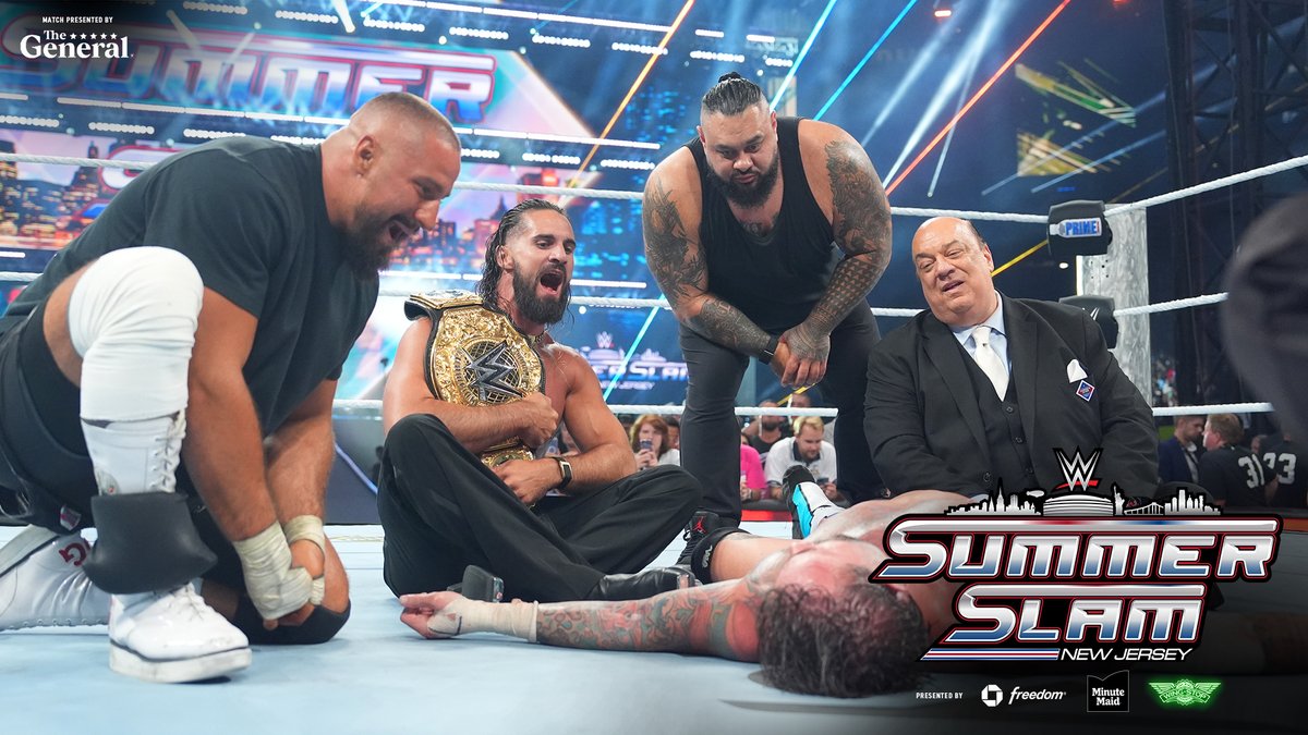 WWE's tweet image. .@WWERollins shocks the WWE Universe by cashing in his #MITB contract and capturing the World Heavyweight Championship at #SummerSlam!
RESULTS: bit.ly/3IYPUyy
