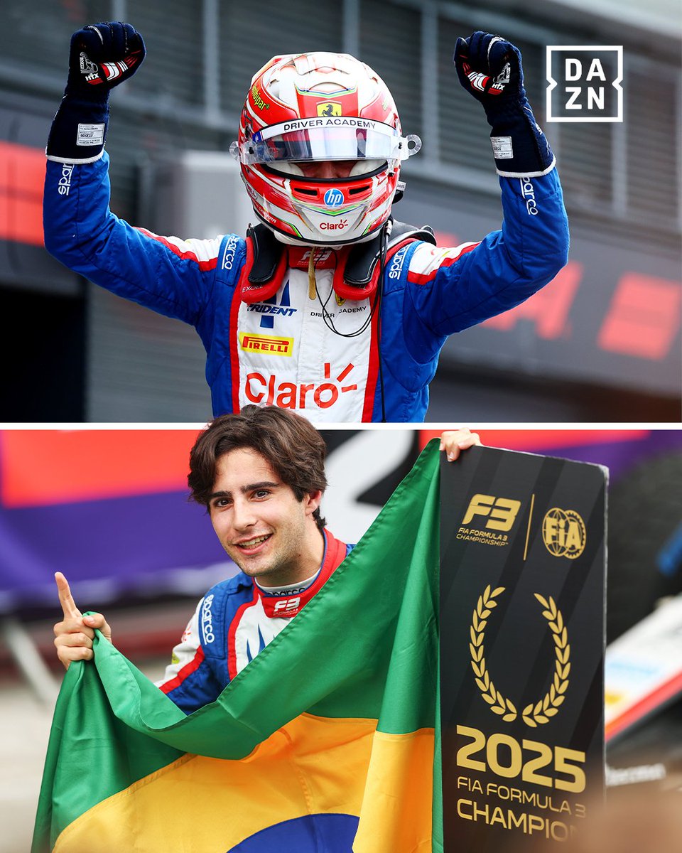 DAZNPortugal's tweet photo. Rafael Câmara conquista o título do Mundial de Pilotos da Fórmula 3 🏆🇧🇷

Achas que o piloto brasileiro tem o que é preciso para chegar à F1? 🏎️

#DAZNF3 https://t.co/iWjC8mCZze