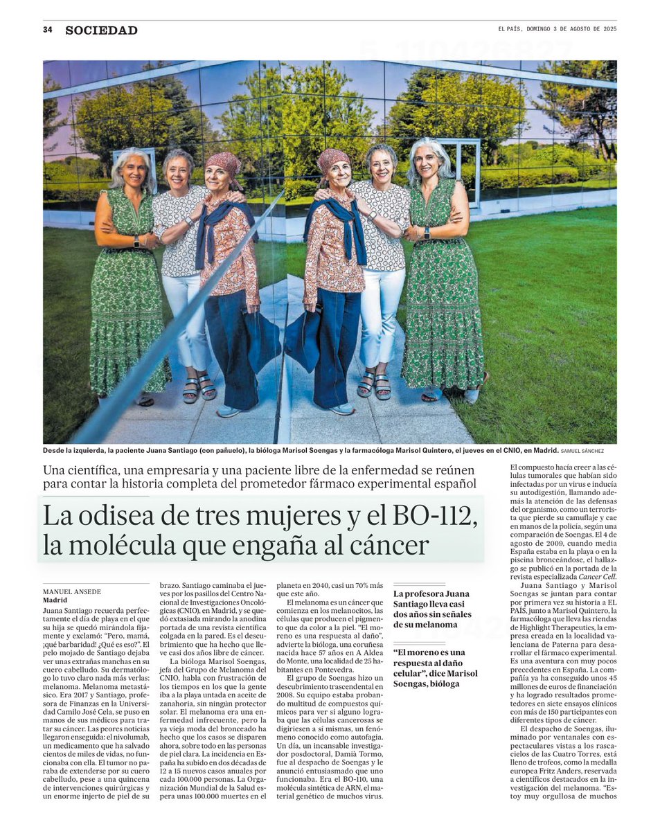 Xose R Bustelo (@xrbustelo) on Twitter photo ✅ La ciencia sí vale. Aquí un ejemplo muy bien llevado por <a href="/manuelansede/">Manuel Ansede</a> en <a href="/elpais_espana/">EL PAÍS España</a> , con las 3️⃣ protagonistas en portada: la científica, la bioempresa y la paciente. Más inversión en ciencia, más beneficios para el tejido social. <a href="/ASEICAnews/">ASEICA</a> ✅ La ciencia sí vale. Aquí un ejemplo muy bien llevado por <a href="/manuelansede/">Manuel Ansede</a> en <a href="/elpais_espana/">EL PAÍS España</a> , con las 3️⃣ protagonistas en portada: la científica, la bioempresa y la paciente. Más inversión en ciencia, más beneficios para el tejido social. <a href="/ASEICAnews/">ASEICA</a>