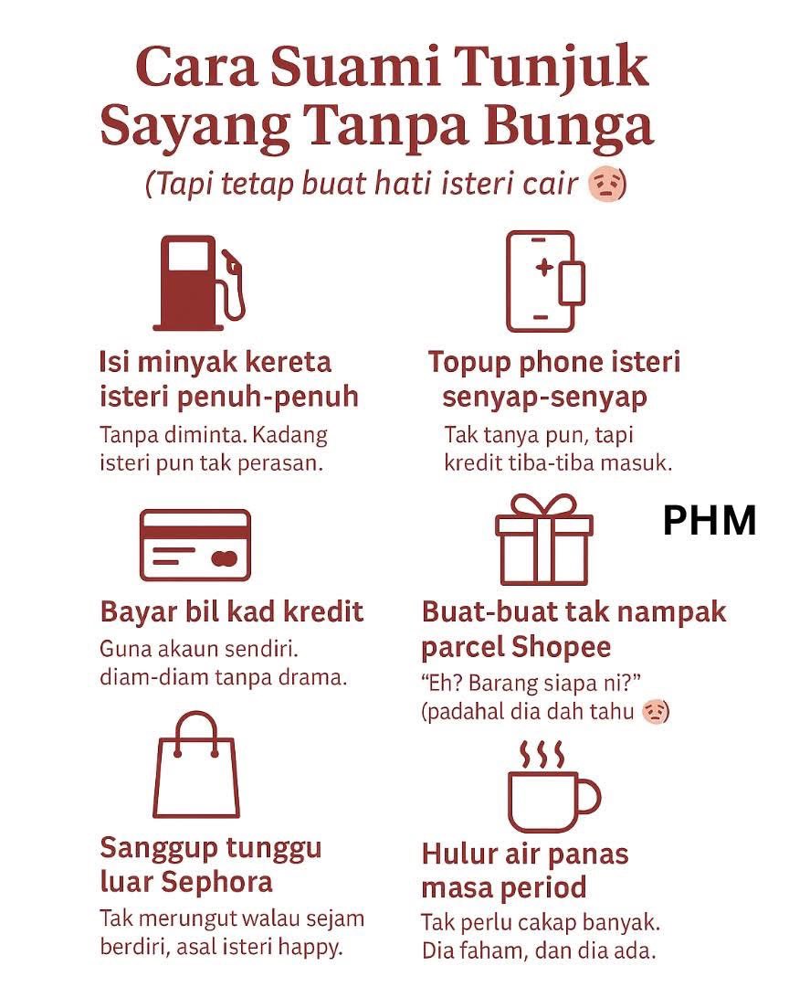 health_malaysia's tweet photo. Suami memang tak pandai romantis..
Tak pernah bagi kejutan dinner mewah atau surat cinta panjang berjela.

Tapi kalau anda dikurniakan suami jenis ini…
Yang isi minyak kereta tanpa disuruh. Jenis yang buat -buat tak nampak parcel Shopee sampai tiga kali sehari.

Thread https://t.co/phIJFzgy1i