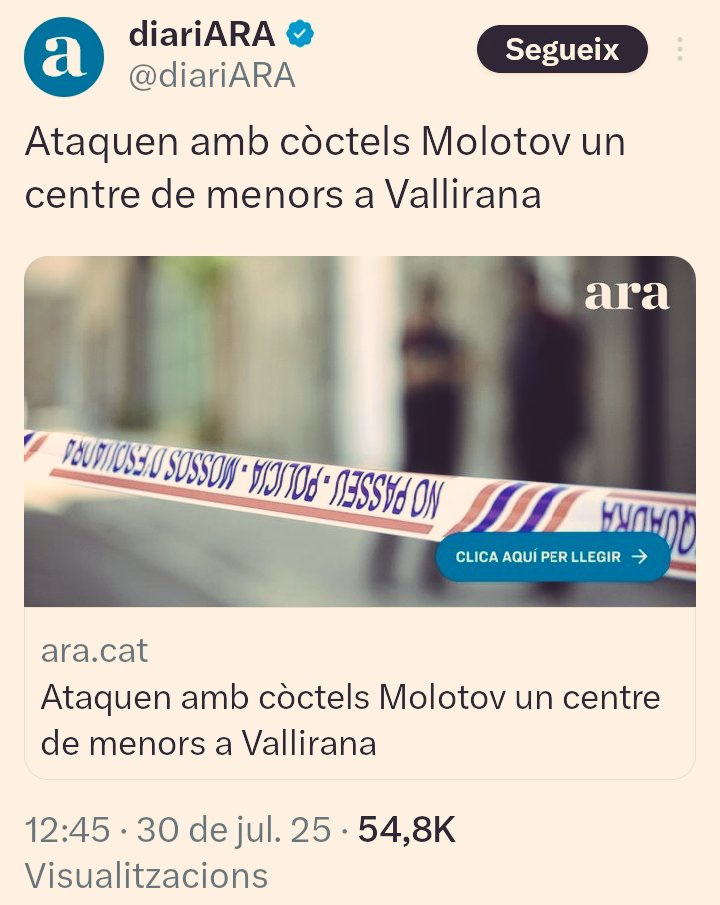 Uns assenyalen menors d'edat pel seu origen. Els altres ataquen els seus centres amb còctels Molotov. 
El terrorisme de l'odi, te dos responsables: els que assenyalen i els que ataquen.
I els d'Aliança Catalana estan entre els primers. I qui sap si també entre els segons.