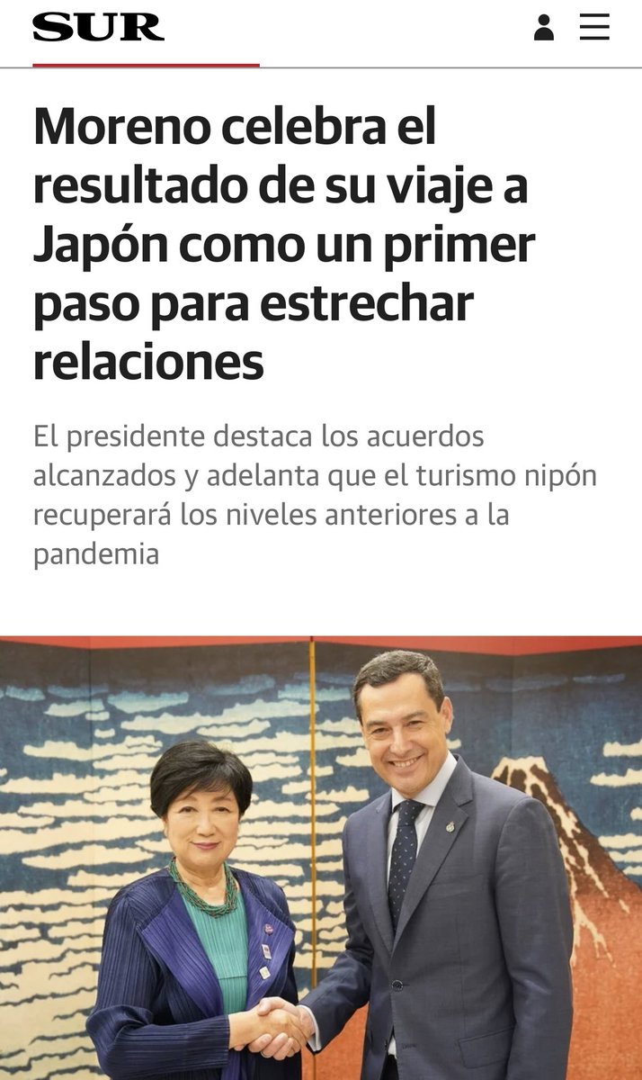 Antonio Repullo Milla (@arepullomilla) on Twitter photo El viaje a Japón de <a href="/JuanMa_Moreno/">Juanma Moreno</a> es una muestra de anticipación y visión: Andalucía abre nuevos mercados, proyecta su marca al mundo y genera resultados.
Y así se siembra futuro.
👉 diariosur.es/andalucia/more… El viaje a Japón de <a href="/JuanMa_Moreno/">Juanma Moreno</a> es una muestra de anticipación y visión: Andalucía abre nuevos mercados, proyecta su marca al mundo y genera resultados.
Y así se siembra futuro.
👉 diariosur.es/andalucia/more…