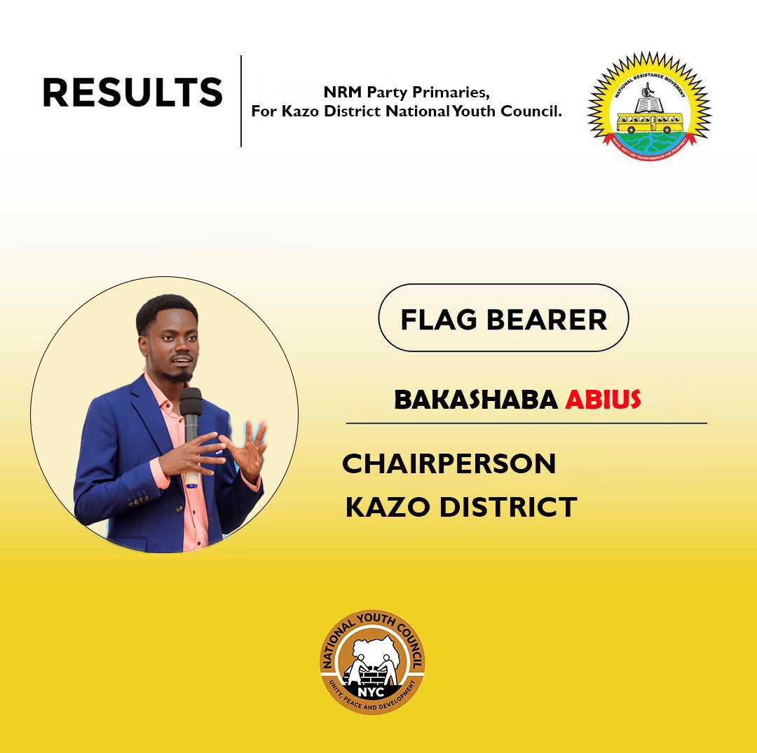 Abius Bakashaba (@bakashabaabius) on Twitter photo Thank you the Youth of Kazo District for entrusting me to serve you as your Chairperson,I will serve deligently. God bless you allππ₯β€ Thank you the Youth of Kazo District for entrusting me to serve you as your Chairperson,I will serve deligently. God bless you allππ₯β€