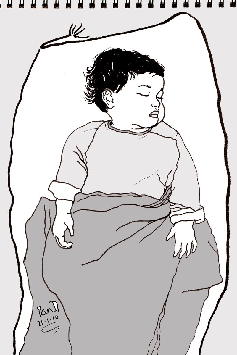 Jez Sleeping, pencil sketch, 2010.