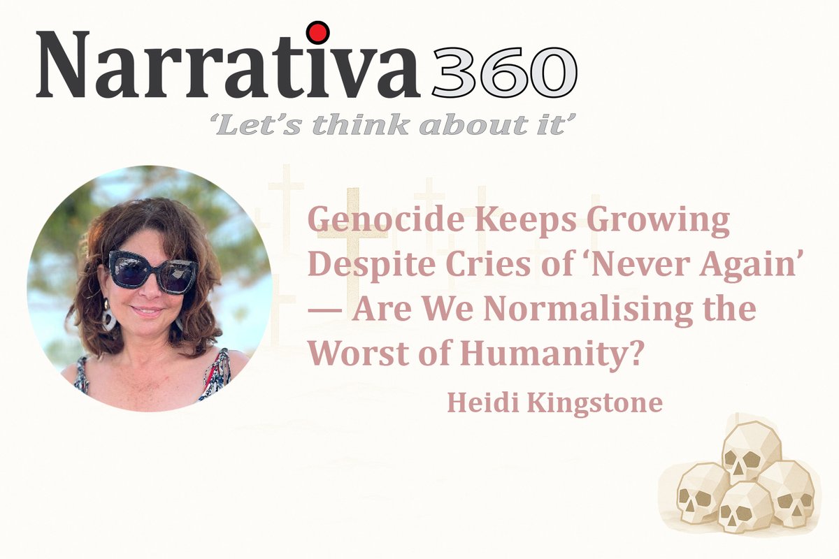 Chris Blackburn (@cjbdingo25) on Twitter photo narrativa360.com
Please watch for "Genocide Keeps Growing Despite Cries of 'Never Again'" by <a href="/superlotuslane/">Heidi Kingstone</a>
A brutally honest take on humanity's current state. Narrativa360 seeks stories, preferably positive ones, but sometimes we have to face the mirror. narrativa360.com
Please watch for "Genocide Keeps Growing Despite Cries of 'Never Again'" by <a href="/superlotuslane/">Heidi Kingstone</a>
A brutally honest take on humanity's current state. Narrativa360 seeks stories, preferably positive ones, but sometimes we have to face the mirror.