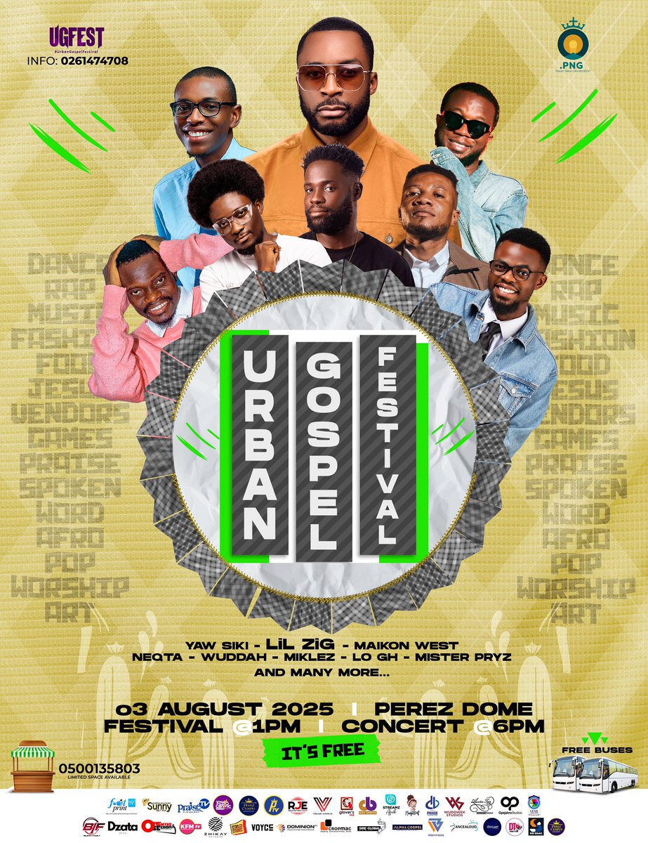Accra is gathering today at @theperezdome for the 2025 <a href="/UrbanGospeFest/">Urban Gospel Festival</a> featuring <a href="/lilzigintown/">acid rain ent.</a> @brotherokai5 <a href="/_Maikonwest/">Shepherd Vol. 2 Out Now🌎🌎</a> <a href="/MiklezMuziq/">Miklez Muziq</a> <a href="/Neqta__Musicc/">International Boy</a> <a href="/iamJoelWuddah/">The Vibes EP is Out Now</a> @swanslogh <a href="/misterpryz/">Assurance Hitmaker 🇬🇭 🇳🇬 🎶 🔥</a> &amp; many amazing talents. See y’all at 1pm