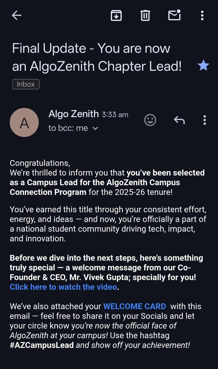 cs_aashish's tweet image. Got selected as a Campus Lead'26 for @AlgoZenith 🚀
#AlgoZenith #Ambassadorprogram