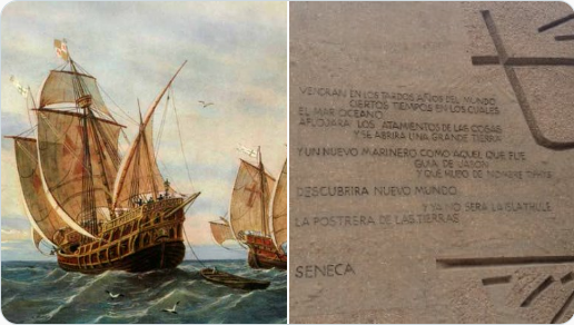 Colón llegó a América gracias al latín:
Llevaba consigo la "Medea" de Séneca, en la q habla de "una tierra más allá del mar", por eso en la plaza de Colón en Madrid están esos versos

Tal día como hoy de 1492 partía desde Palos (Huelva) Colón al mando de las 3 famosas carabelas