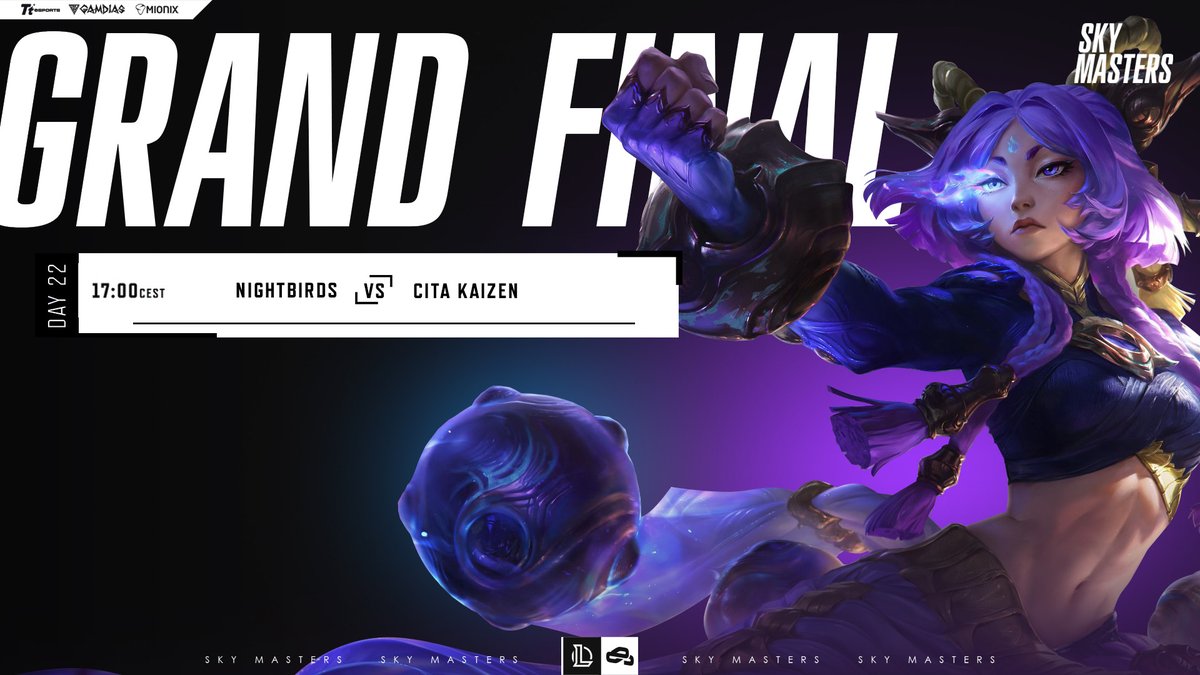 SkymastersPro's tweet image. Today we will find out who the Skymasters Season 3 champions are! 🔥

🕘17:00 CEST @Nightbirds_LoL vs @CitaKaizen 
▶️Stream: twitch.tv/skymastersespo…

#skymasters #LeagueOfLegends #Esports