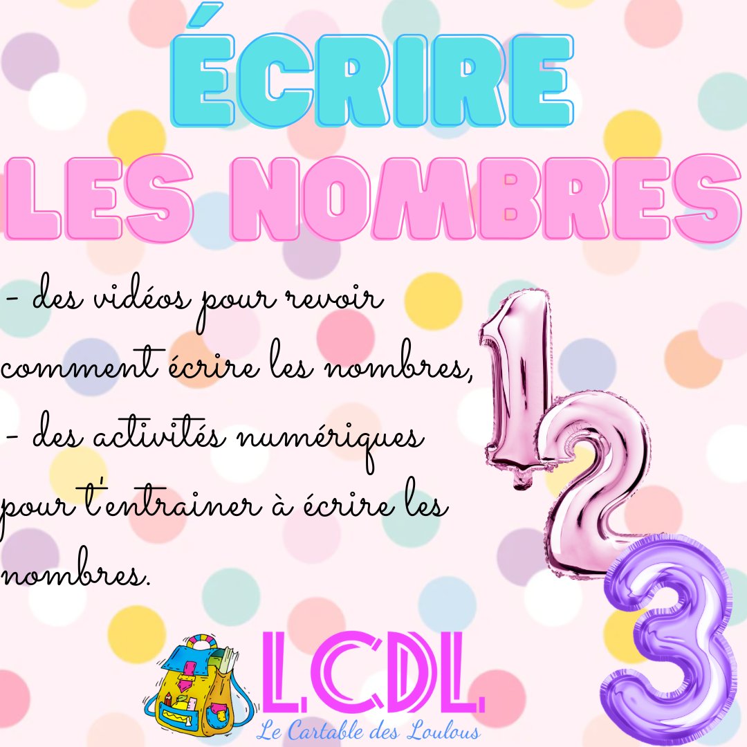 CartableLoulou's tweet image. #UnJourUneIdée en maths : écrire les nombres : lecartabledesloulous.com/les-nombres-le…  avec des vidéos et de nombreuses activités numériques pour tout revoir et réussir tes évaluations de début d&apos;année !

#CahierDeVacances #Vacances #Numération