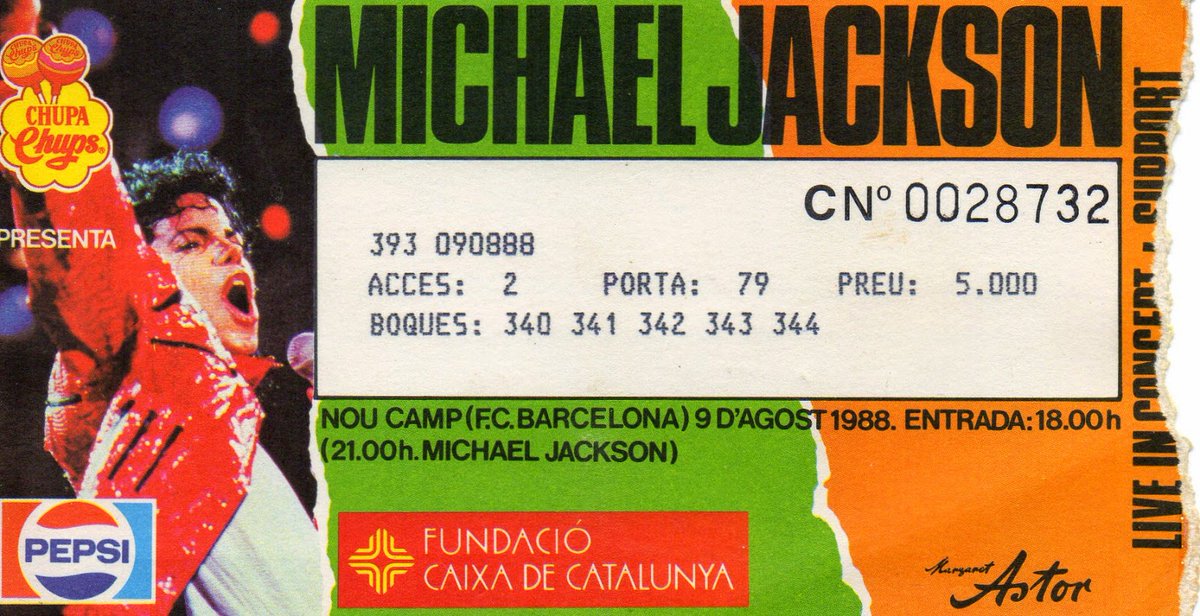Hace 37 años te podías ir a ver a Michael Jackson al Camp Nou por 5000 pesetas.