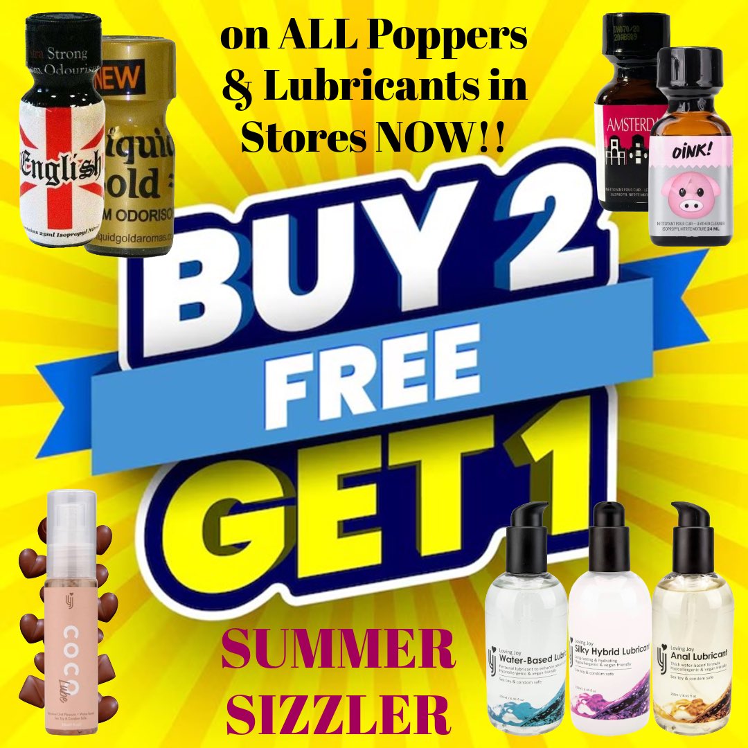 SIZZLE this SUMMER with our AMAZING Buy 2 get 1 FREE Offers - ANY #Poppers #RoomAdourisers #Aromas #LiquidGold PLUS Any Libricants &amp; you can Pick &amp; Mix any Poppers or Lubricants #LovingJoy #Lube #Lubricant Take your FUN Time to a totally New Level… #PrivateShop #OMgadultworld