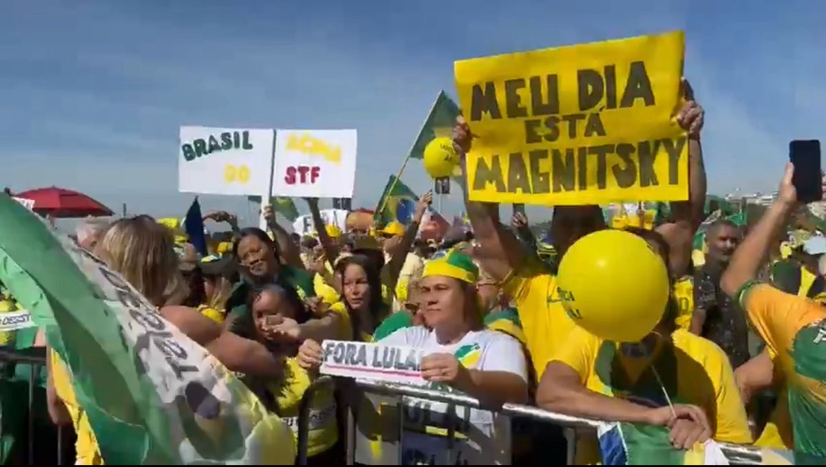 🇧🇷🇺🇸 Brazilians are taking to the streets to demand the impeachment of Supreme Court Justice Alexandre de Moraes.

They are thanking <a href="/realDonaldTrump/">Donald J. Trump</a>, <a href="/SenMarcoRubio/">Senator Marco Rubio: Archived</a>, and <a href="/SecScottBessent/">Treasury Secretary Scott Bessent</a> for applying OFAC sanctions under the Magnitsky Act for human rights violations.