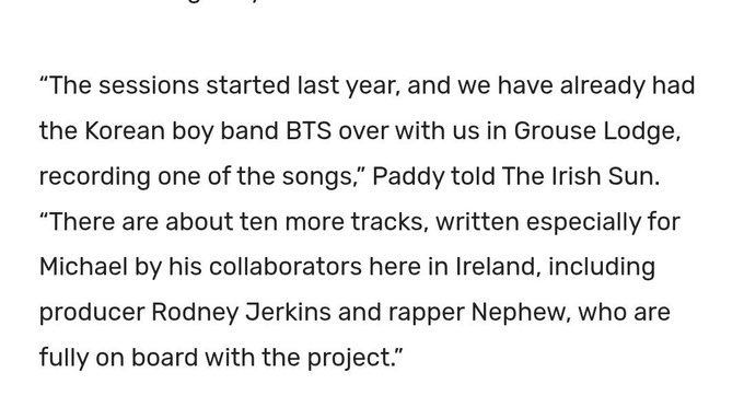 Michael Jackson'ın 2006'da üzerinde çalıştığı yayınlanmamış şarkıları sonunda yayınlanıyor.
VE BTS'İN BU PARÇALARDAN BİRİNİ KAYDETTİĞİ SÖYLENİYOR "Koreli erkek grubu BTS'i Grouse Lodge'da ağırladık, şarkılardan birini kaydettiler" DENİLMİŞ DÜNYANIN EN İYİ COLLABI GELİYOR