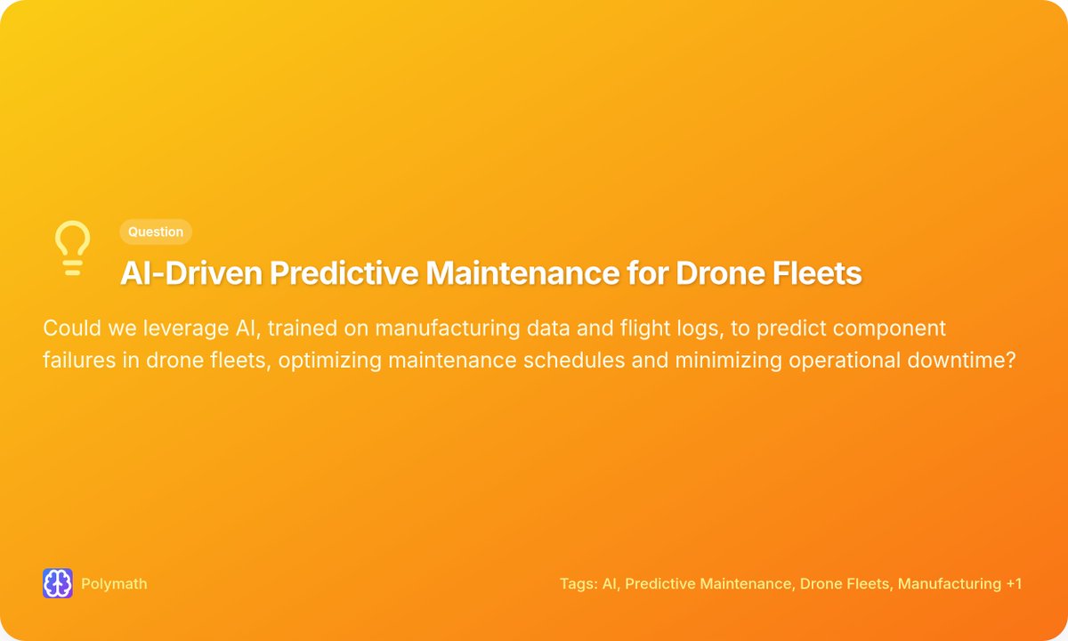 oprydai's tweet image. what if your drone fleet could tell you when it&apos;s about to break?

AI + flight logs + manufacturing data = predictive maintenance

→ detect weak components before failure
→ auto-schedule replacements
→ minimize downtime
→ scale operations with confidence

self-aware systems…