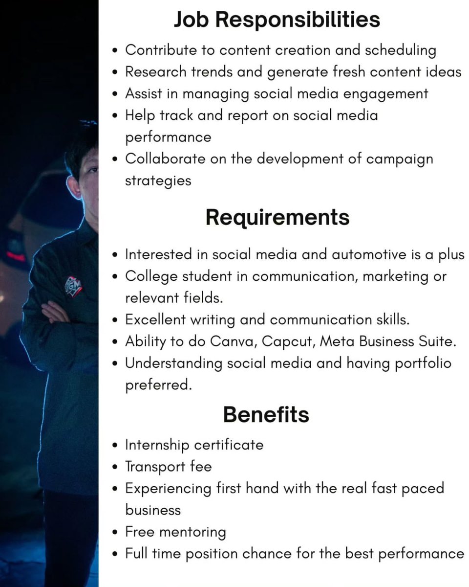 PT Inspeksi Mobil Jogja membuka kesempatan untuk kamu yang tertarik di dunia media sosial &amp; otomotif! 🚗📱

Kami mencari Social Media Specialist (Intern) yang siap berkontribusi dalam strategi konten, riset tren, dan pengelolaan media sosial secara langsung bersama tim lapangan.