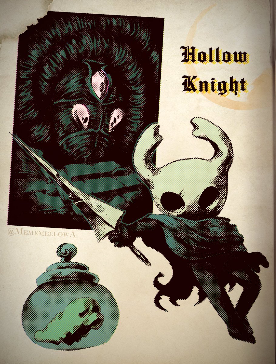 1980s Hollow Knight Guidebook 🕹️⚔️ || Hoping twitter compression doesn't screw this up 
#hollowknight #hollowknightfanart
