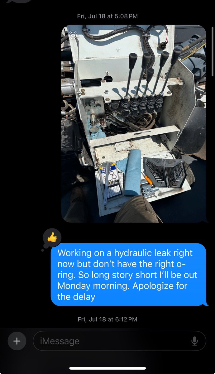 Stump grinding scheduling is not perfect.

I often have to move jobs a few hours or even a day or two because other jobs went long.

A cheat code lately has been sending pictures of what’s actually going on to the rescheduled customer.

Most people understand that things happen!