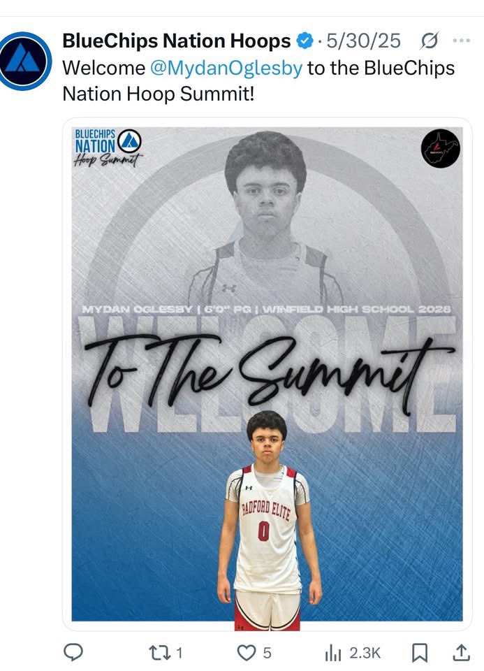 Winfield Generals Basketball (@winfieldmbb) on Twitter photo WBB 2028 and #1 ranked PG of his class <a href="/MydanOglesby/">Mydan oglesby</a> had a great showing at BlueChips National Hoops this weekend. He’s going to be a familiar name in the college coaching circles very soon. A kid who outworks everyone, shoots at a high clip, flawless IQ and Wins! #AlwaysUs WBB 2028 and #1 ranked PG of his class <a href="/MydanOglesby/">Mydan oglesby</a> had a great showing at BlueChips National Hoops this weekend. He’s going to be a familiar name in the college coaching circles very soon. A kid who outworks everyone, shoots at a high clip, flawless IQ and Wins! #AlwaysUs