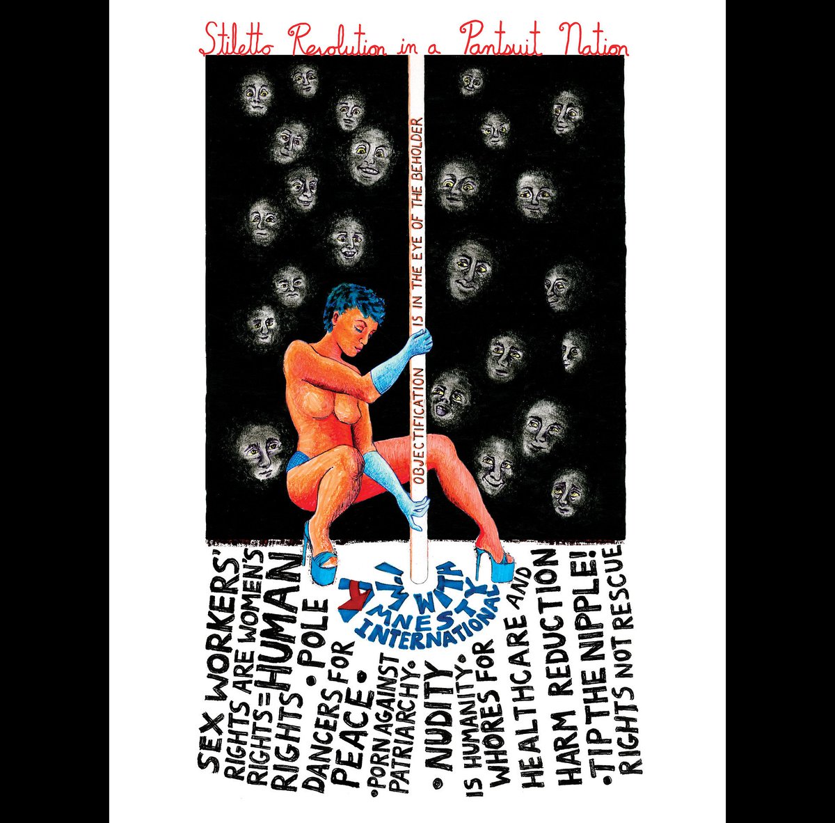 LadyRimbaud's tweet photo. here's another piece I made based on a drawing I did at an East London Strippers Collective sesh!

It was included in an art newspaper called Resist! (Edited by Francoise Mouly) We handed them out at the D.C. women's march in 2017 #SexWorkIsWork #noSWERFS https://t.co/euzFjH9r9f
