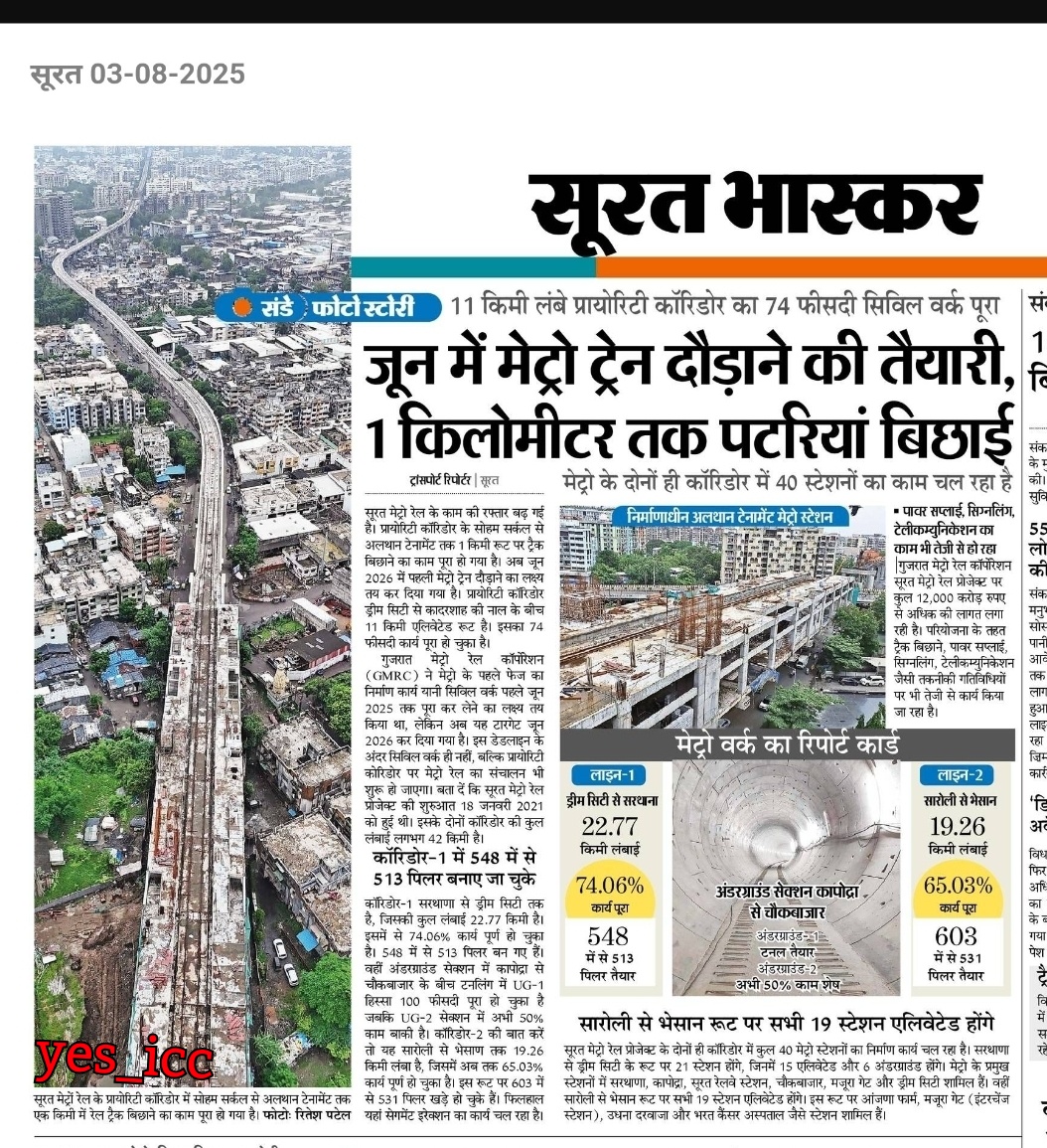DevelopedSurat's tweet photo. #SuratMetro #DiamondRoute
#SuratDiamondBourse से #नानपुरा तक
#अगले_साल_बारिश से पहले
चालू करने के लिए काम
#स्पीड से हो रहा है ..
#DainikBhaskar #PratapDarpan @MetroGMRC @DaxeshMavani @CMOGuj @Bhupendrapbjp @AshwiniVaishnaw @PMOIndia @narendramodi ji
#yes_icc by #FenilThakkar https://t.co/Uusv8qdNqD