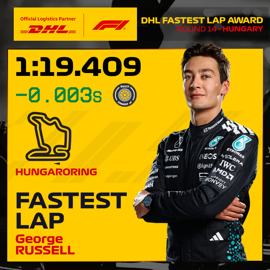 DHL_Motorsports (@dhl_motorsports) on Twitter photo .<a href="/GeorgeRussell63/">George Russell</a> set the last DHL Fastest Lap before the well-deserved summer break. #F1 #HungarianGP #DHLF1 .<a href="/GeorgeRussell63/">George Russell</a> set the last DHL Fastest Lap before the well-deserved summer break. #F1 #HungarianGP #DHLF1