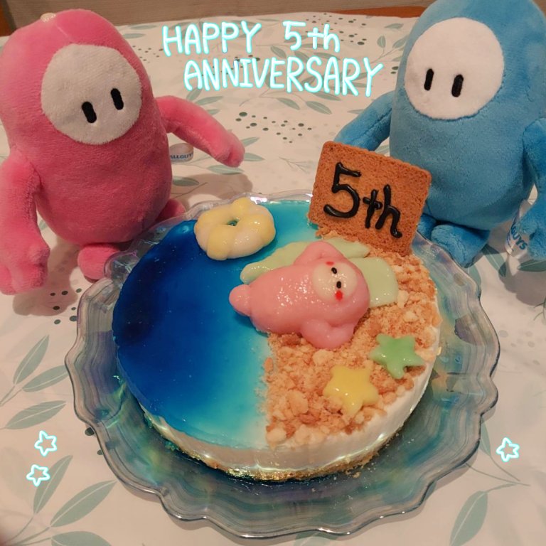 ✧* Happy 5th Anniversary ✧*
FallGuysリリース5周年おめでとうございます～！！

これからもFallguysがたくさんの人に愛されて末永く続きますように🥳🫘
 #Fallguys  #Fallguysart