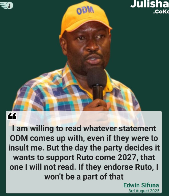 Edwin Sifuna ; I am willing to read whatever statement ODM comes up with but If they endorse Ruto for 2027, I won’t be a part of that