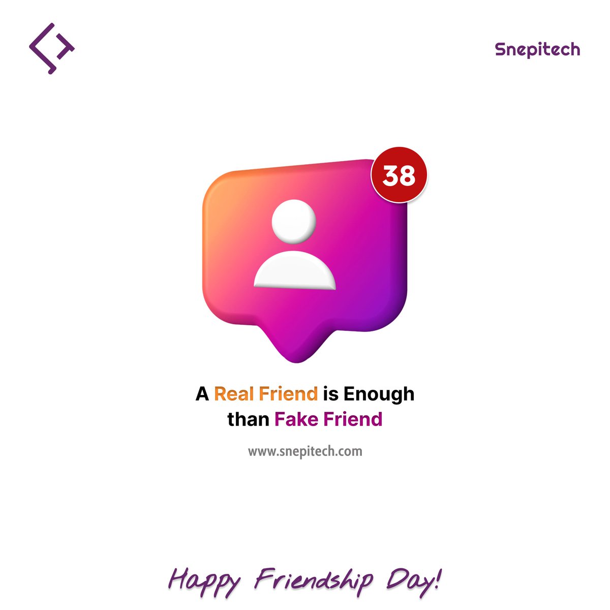snepitech's tweet photo. True friendship isn’t about numbers — it's about genuine connection. 💙
A Real Friend is worth more than dozens of Fake Friends.
This Friendship Day, cherish those who truly matter. 👥✨

💌 Happy Friendship Day! 💌

#RealFriend #TrueFrndship #FriendshipGoals #HappyFriendshipDay https://t.co/QUSVikbMeg