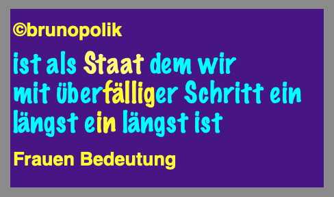ist als Staat dem wir / mit überfälliger Schritt ein / längst ein längst ist - Josephine Ortleb SPD <a href="/josephineortleb/">Josephine Ortleb, MdB</a> in #Deutschem #Bundestag als #Haiku #Poetry #Politik #Kunst #Art #WebART für #Frieden #Freiheit als #Dada #Satire vom #DadaNerd wp.me/p73wti-1pguX
