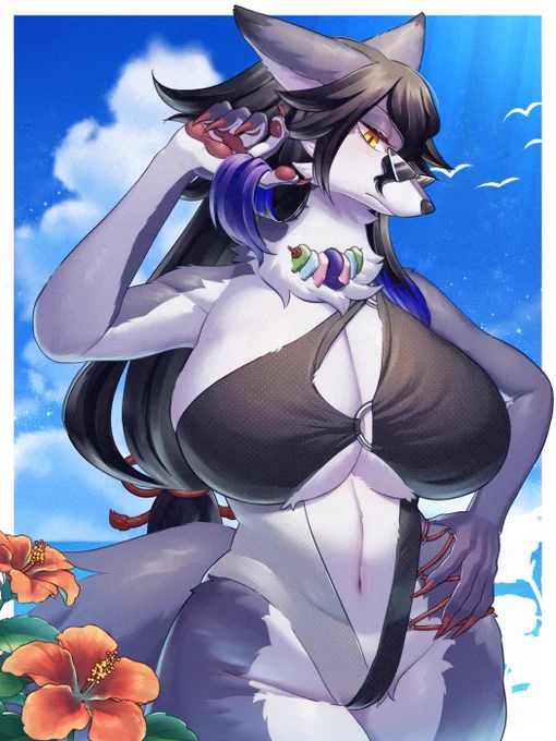 黒猫龍さん( )の水着企画にてリクエストでキツネ姉妹を描いて頂きました、有難うございます! 2人の豊満セクシーボディの水着…! 宵子はオシャレで大人っぽい雰囲気で、陽子は無邪気ながらも可愛!2人とも魅力的に描かれて嬉しいです 並べると2人揃ってる構図になってて感激