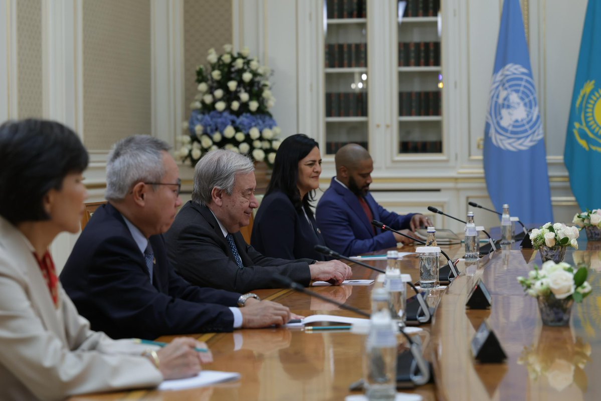 UN in Kazakhstan (@uninkazakhstan) on Twitter photo During the bilateral meeting of the SG <a href="/antonioguterres/">António Guterres</a> with President <a href="/TokayevKZ/">Qasym-Jomart Toqayev</a> the sides discussed 🇺🇳🇰🇿cooperation, including the operationalization of the UN Regional Centre for SDGs for Central Asia and Afghanistan in Almaty, formalized per decision by the General Assembly. During the bilateral meeting of the SG <a href="/antonioguterres/">António Guterres</a> with President <a href="/TokayevKZ/">Qasym-Jomart Toqayev</a> the sides discussed 🇺🇳🇰🇿cooperation, including the operationalization of the UN Regional Centre for SDGs for Central Asia and Afghanistan in Almaty, formalized per decision by the General Assembly.