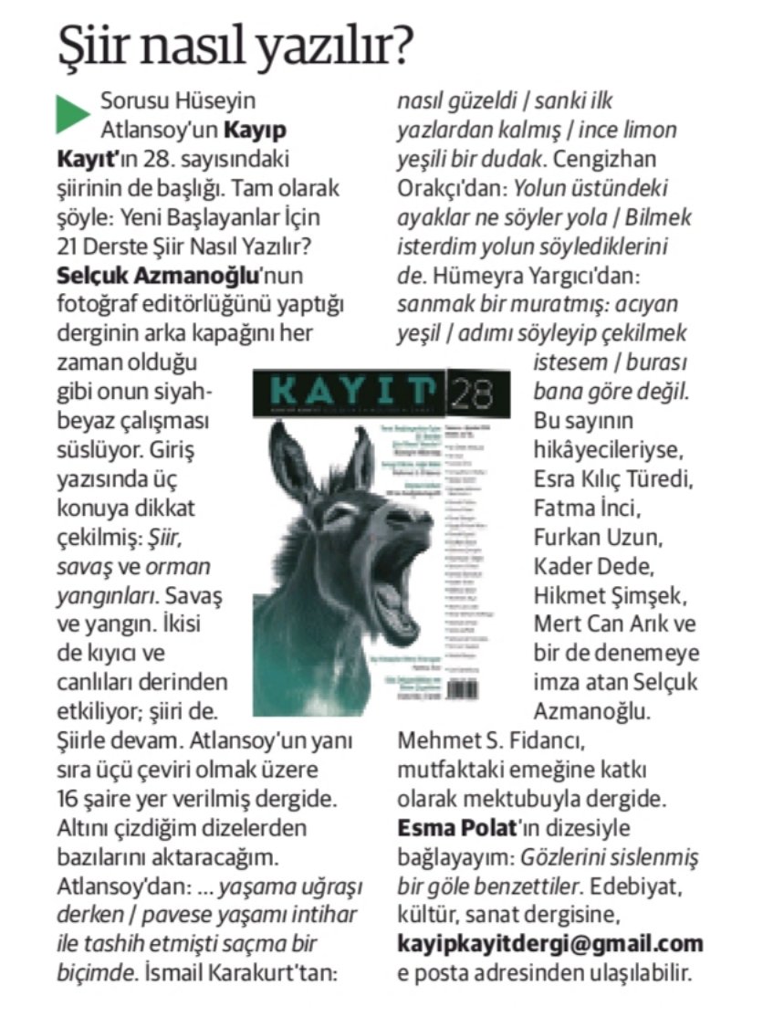 28'inci sayımız bugün Yeni Şafak Pazar Eki'nde. 
Çok teşekkür ederiz.