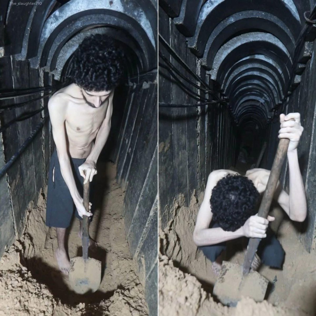 1941: 

Jewish man forced to stand over his own grave in Ukraine. 

2025:

Jewish man forced to dig his own grave in Gaza.