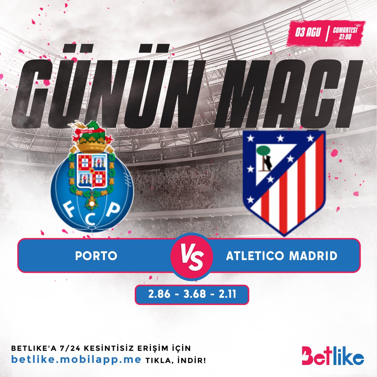 betlike4's tweet photo. ⚽️ Heyecan dolu mücadele bu akşam TSİ 21:00’de oynanacak. https://t.co/iecU3uYVXs