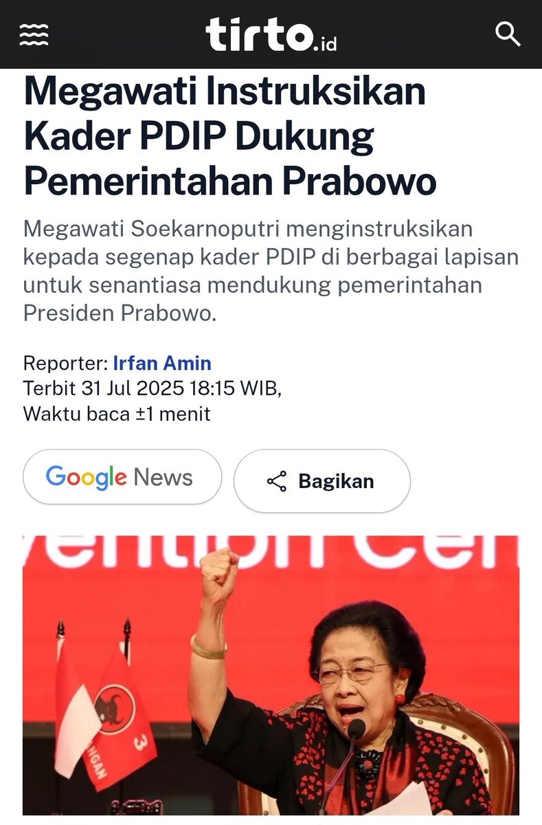 Amnesti rasa "utang budi permanen".

Dukungan harus total, tapi jangan berharap diundang rapat kabinet.

Prabowo? tinggal duduk manis, nonton lawan politiknya datang minta-minta.
Pungut keuntungan politik, sambil tersenyum santai.

😎