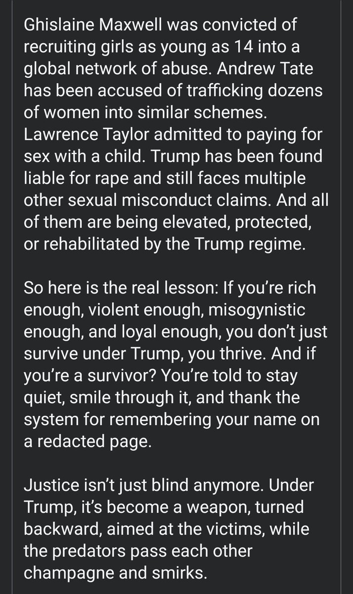 If anyone still votes for pedophile president <a href="/realDonaldTrump/">Donald J. Trump</a> <a href="/POTUS/">President Donald J. Trump</a> after reading this, you're really brainwashed and probably agree that men should have power over women. Disgusting. MAGAts are truly disgusting. Literally forgiving rapists, pedos, and sex traffickers. FFS.