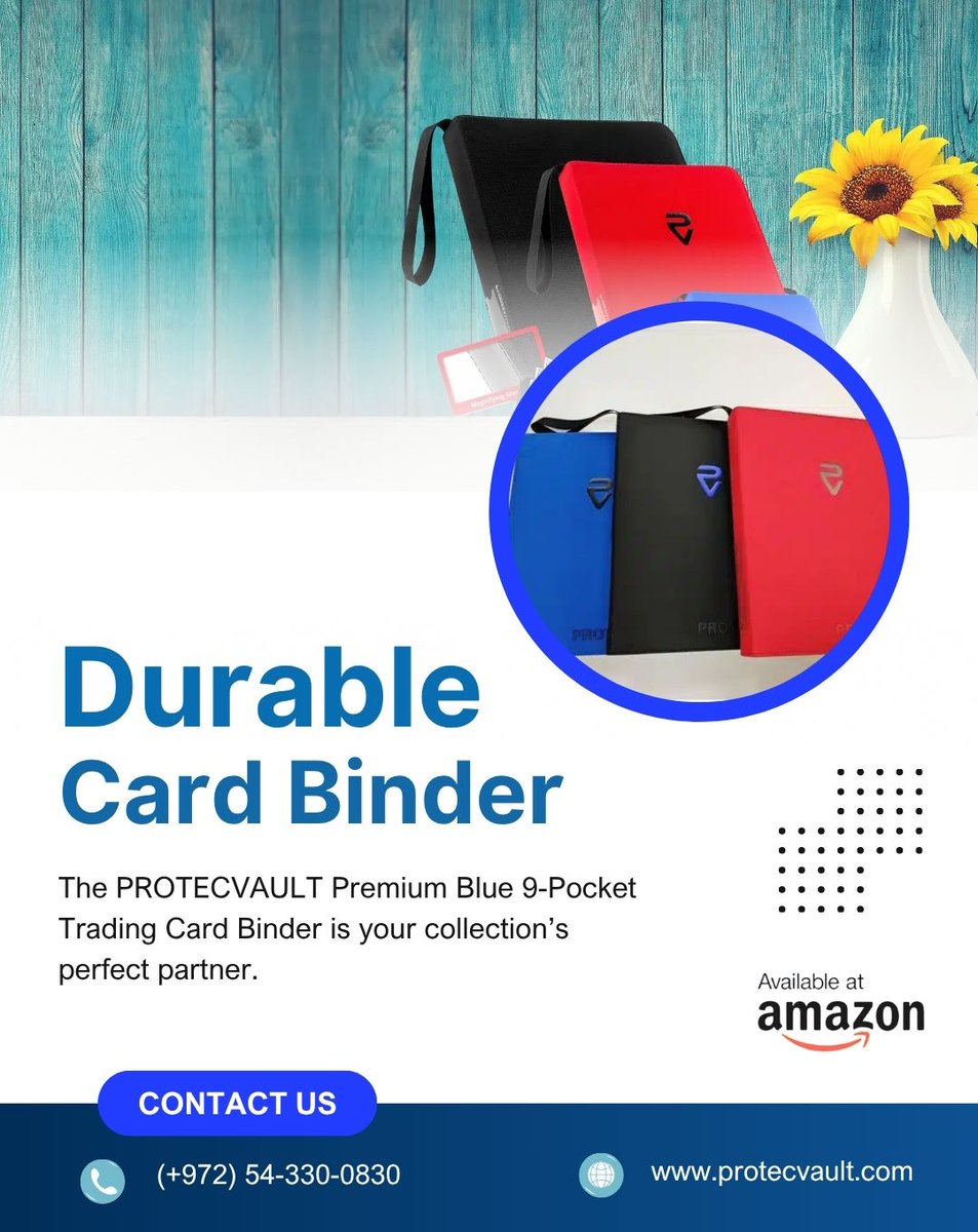 protecvault's tweet photo. Looking for a durable card binder? The PROTECVAULT Premium Blue 9-Pocket Trading Card Binder is your collection’s perfect partner. 

Buy now at Amazon: https://t.co/K4cK78LEyG

Visit us at https://t.co/yFhPg7ezxD for more info! https://t.co/vyDs0xsjM4