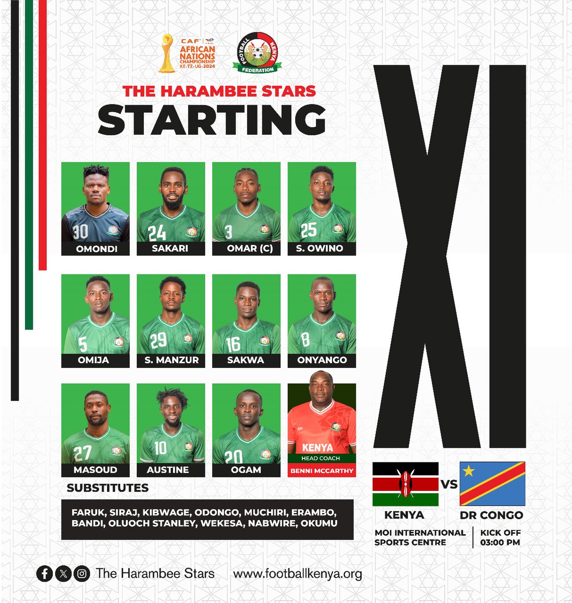 Harambee__Stars's tweet photo. Our Starting Xl

#HarambeeStars #TotalEnergiesCHAN2024 #CHAN2024 https://t.co/dAumltUqPY