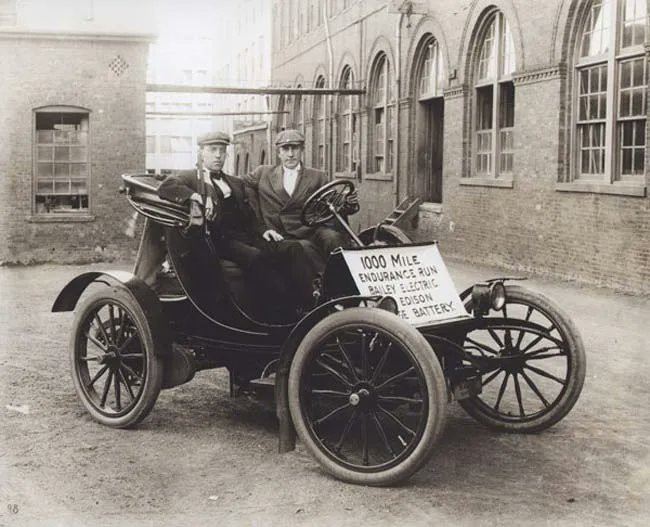 115 years ago. 

Electric car 1000 mile run. 

“To demonstrate the reliability of the Edison nickel-iron battery, drivers rode a battery-powered Bailey in a 1,000-mile endurance run in 1910.”