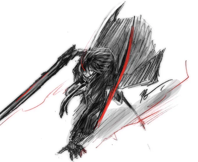落書き #イラスト 武器と足はAC風 半機械化っ子はロマン