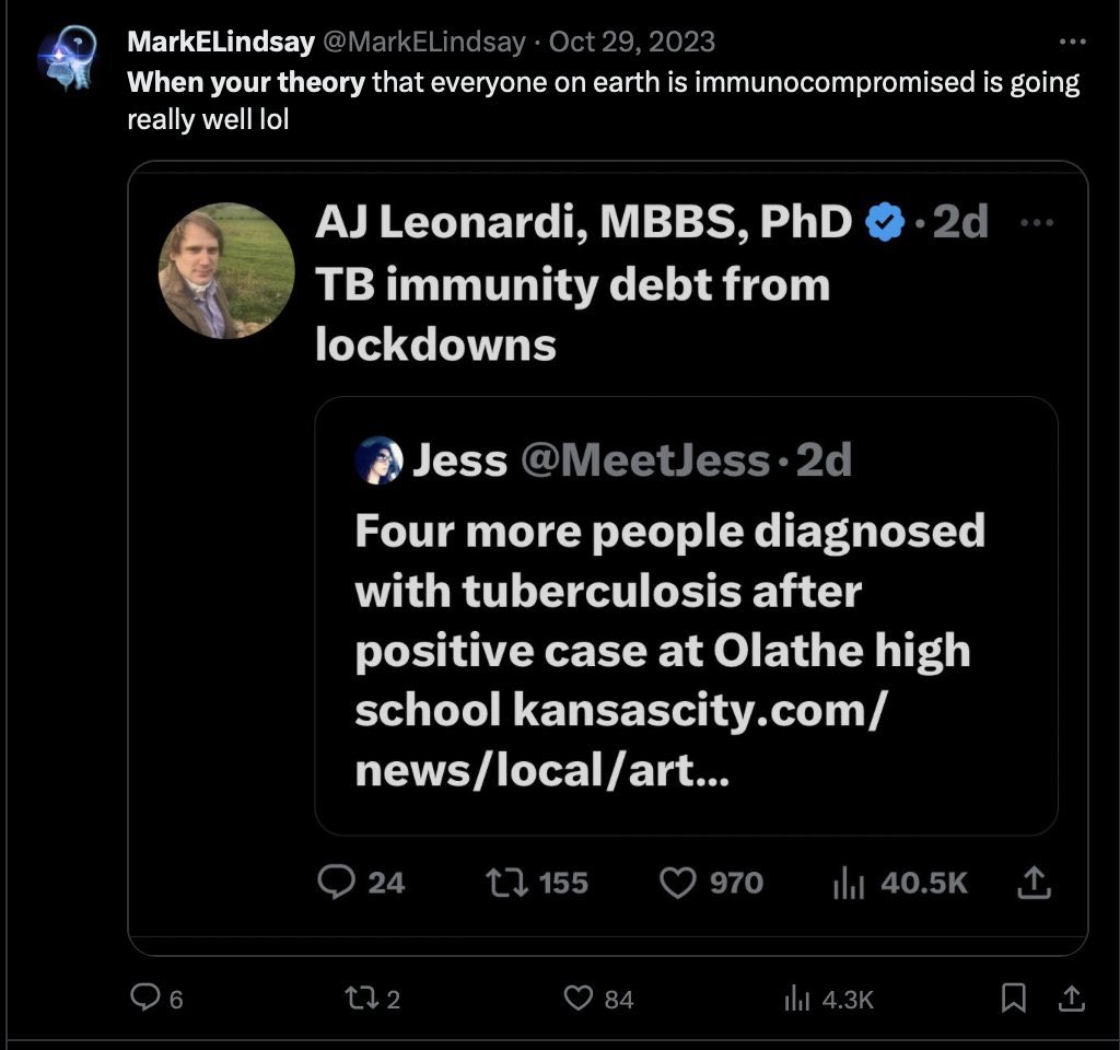 In 2020-2023 when I was still a med student, several pompous professors and senior academics chose to epistemologically trespass on the topic of immune harm from covid and punch down, mocking my experience and expertise

I wonder if they believed it or if they intentionally lied
